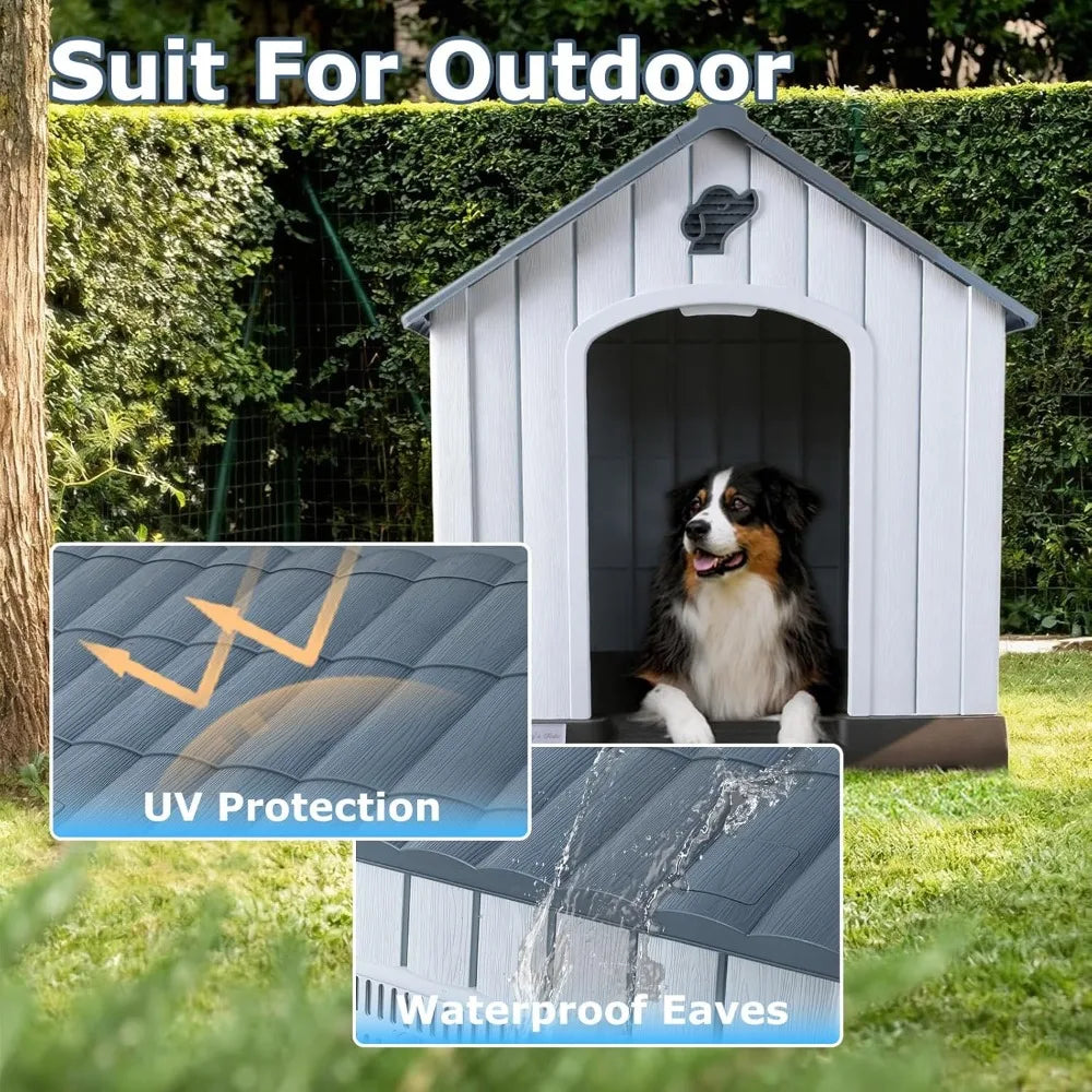LEMBERI Waterproof Plastic Dog House For Indoor Outdoor Use With Air Vents