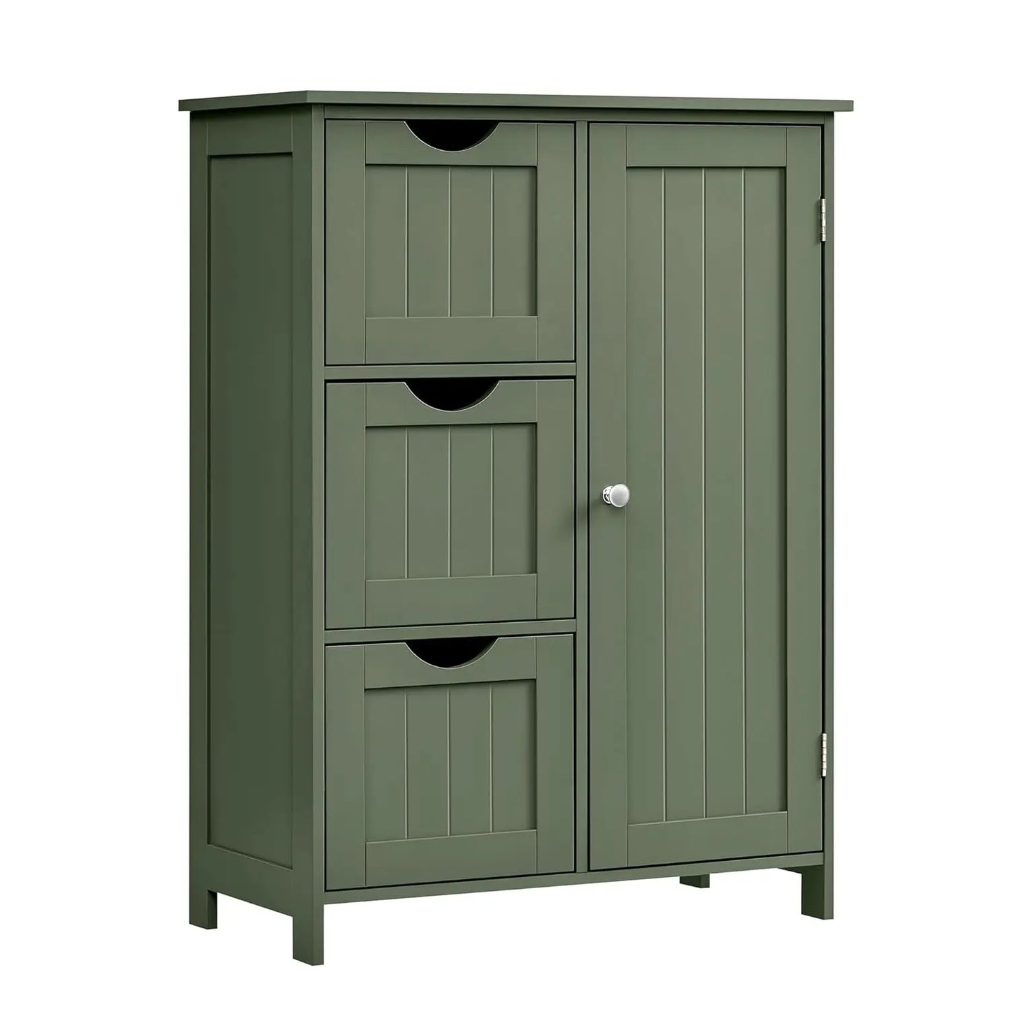 Floor Storage Cabinet Freestanding With 3 Drawers And Adjustable Shelf