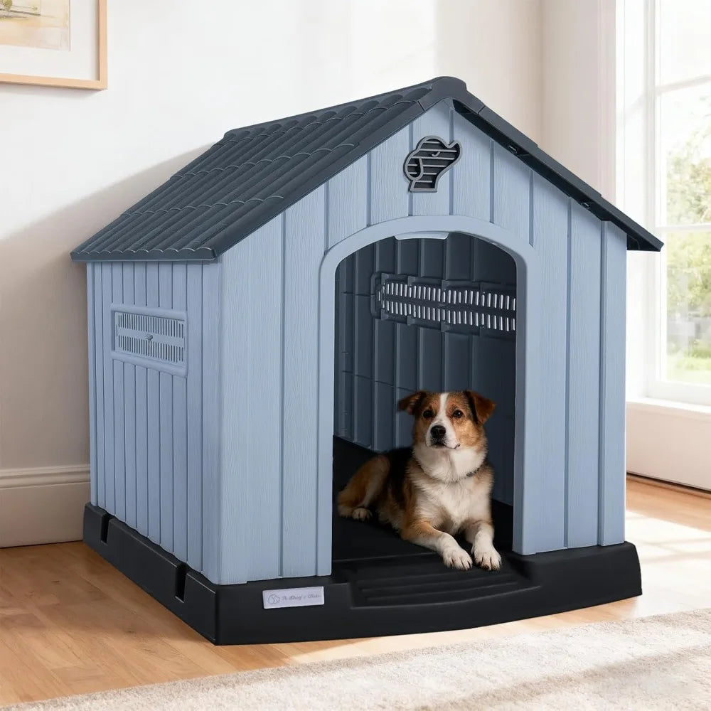 LEMBERI Waterproof Plastic Dog House For Indoor Outdoor Use With Air Vents