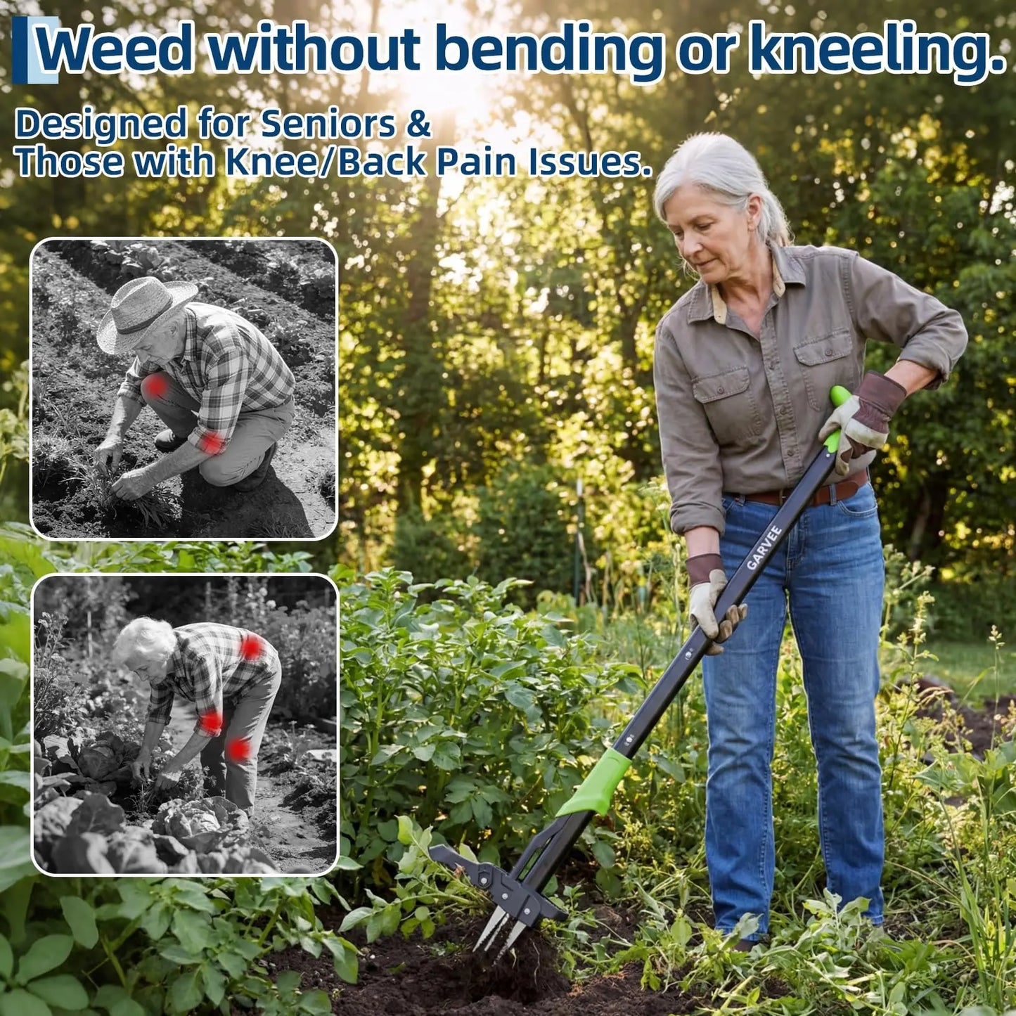 HiMISS Stand Up Weed Puller With Long Handle 4Claw