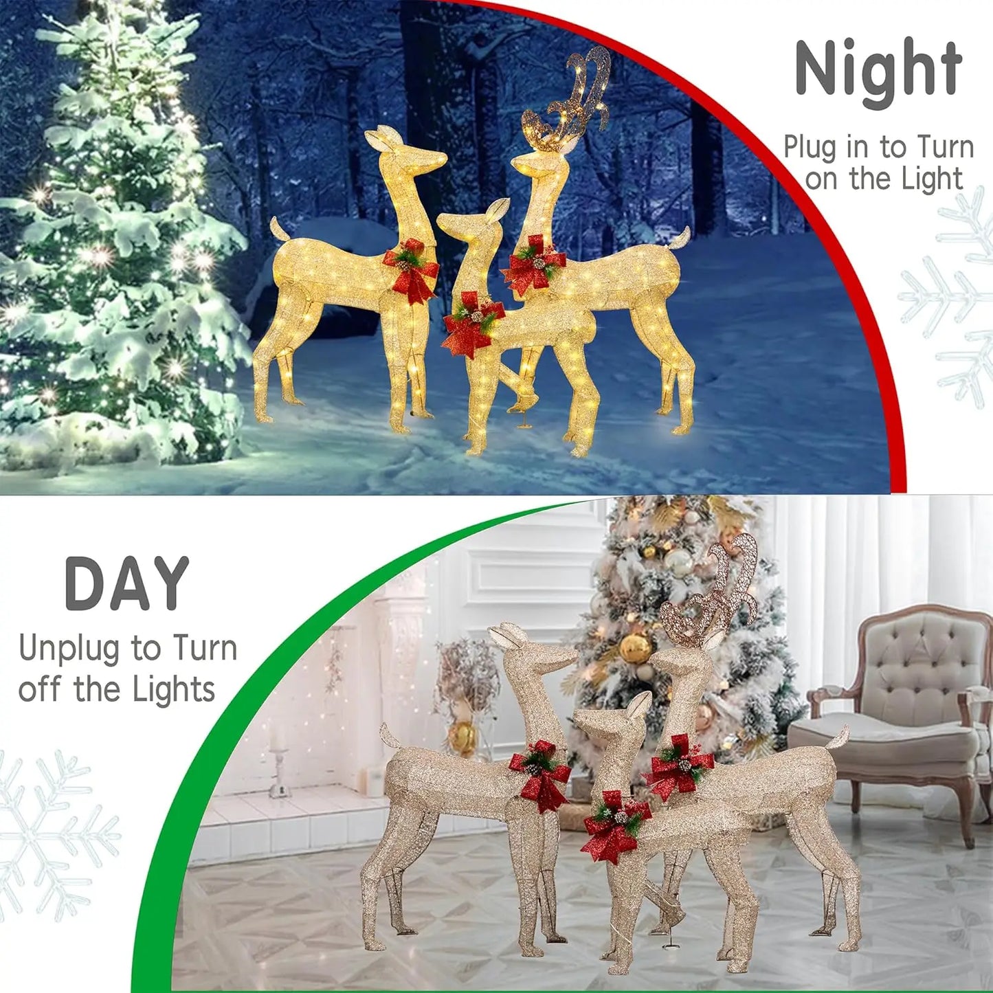 Electronic 3D Reindeer Outdoor Christmas Deer Lighted Yard Decor