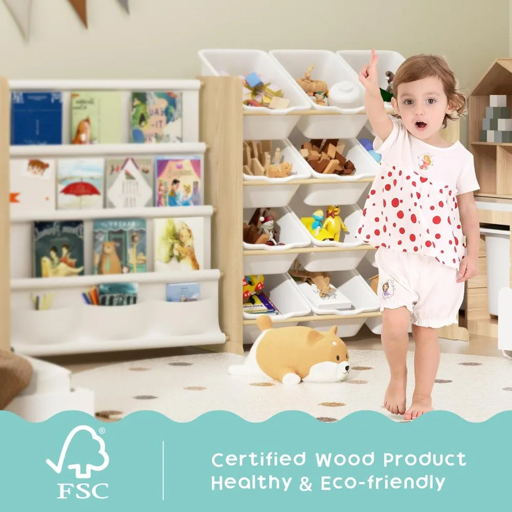 Hign Concerned Storage Organizer With Toy And Bookshelf