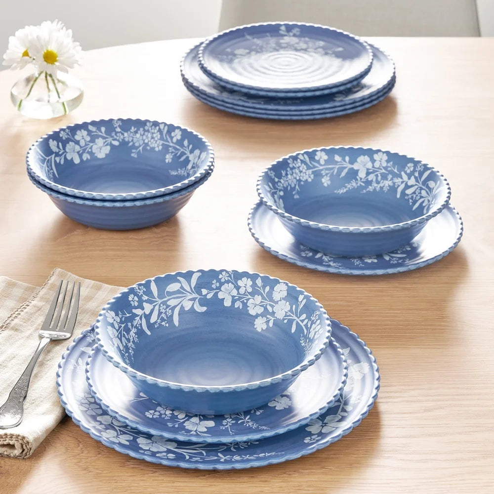 Dinnerware Bamboo Melamine Dinnerware Set With Floral Design