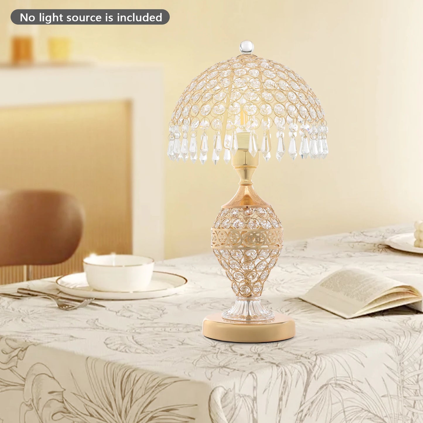 Crystal Table Lamp 110V Tabletop Bedside Lighting E26 Bulb