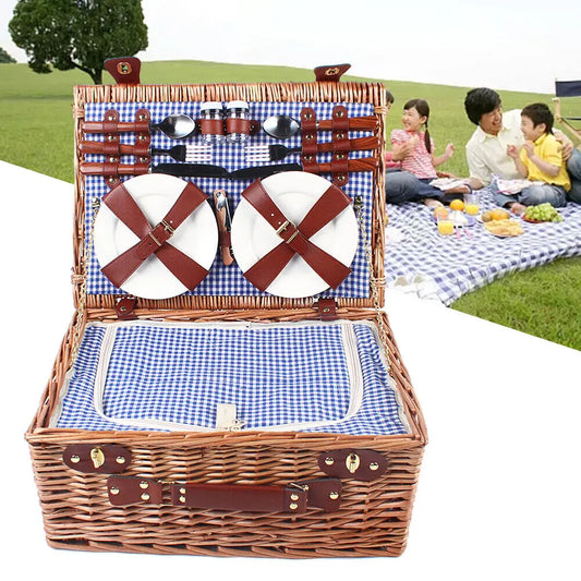 Bymaocar Willow and Rattan Storage Basket With Insulated Compartments