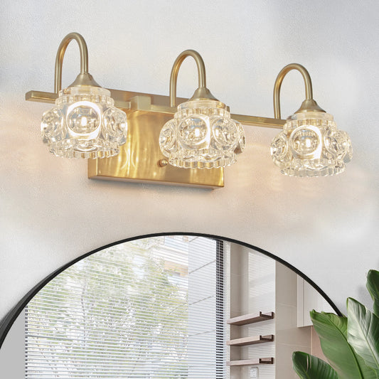 ARLGSITE Three Light Vanity Light Crystal Glass Shade Wall Sconce
