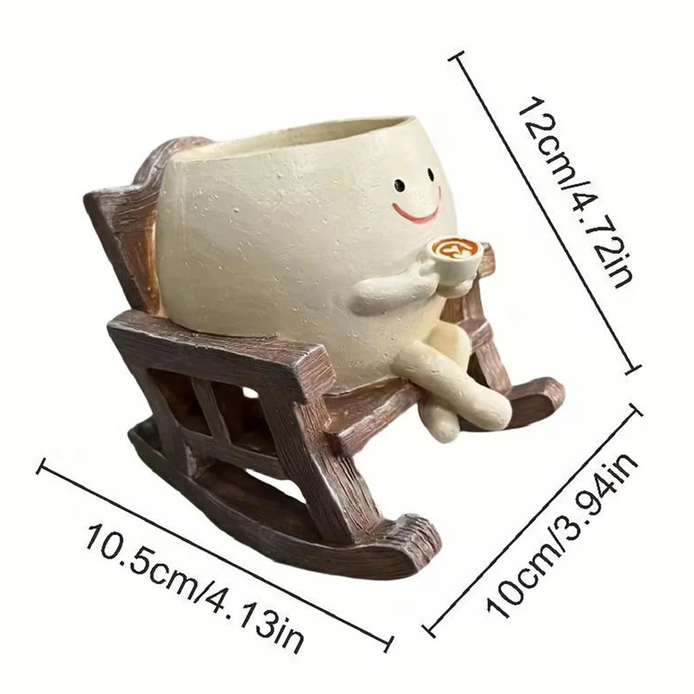 APWIKOGER Creative Rocking Chair Face Planter Pot For Succulents