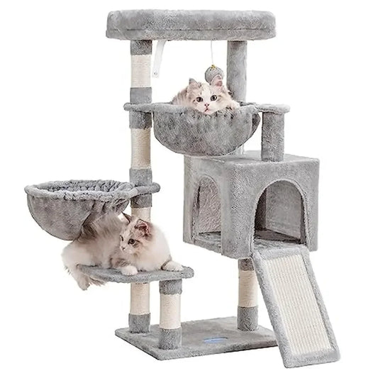 XMSJ Indoor Cat Tree Tower With Padded Bed And Hammocks