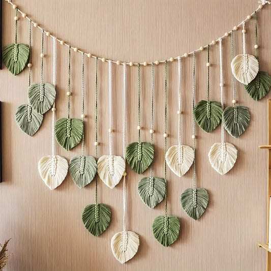 Modern Woven Wall Decor Leaves Bohemian Home Accent