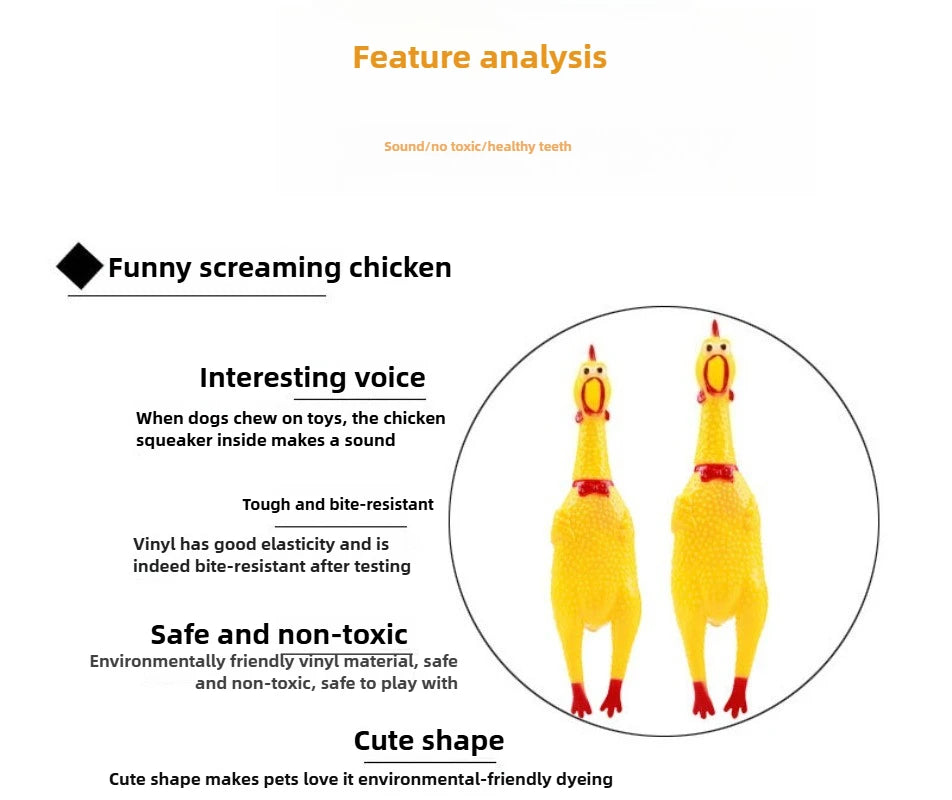 DKSTINYE Squeaky Chicken Dog Toy Rubber Squeaker Chew