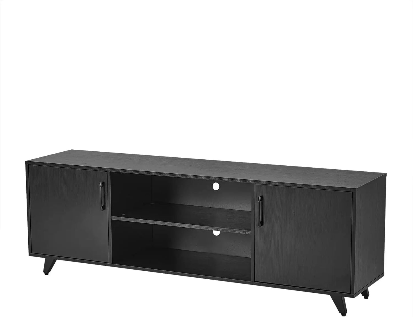 TV Stand Entertainment Center With Doors And Open Shelves