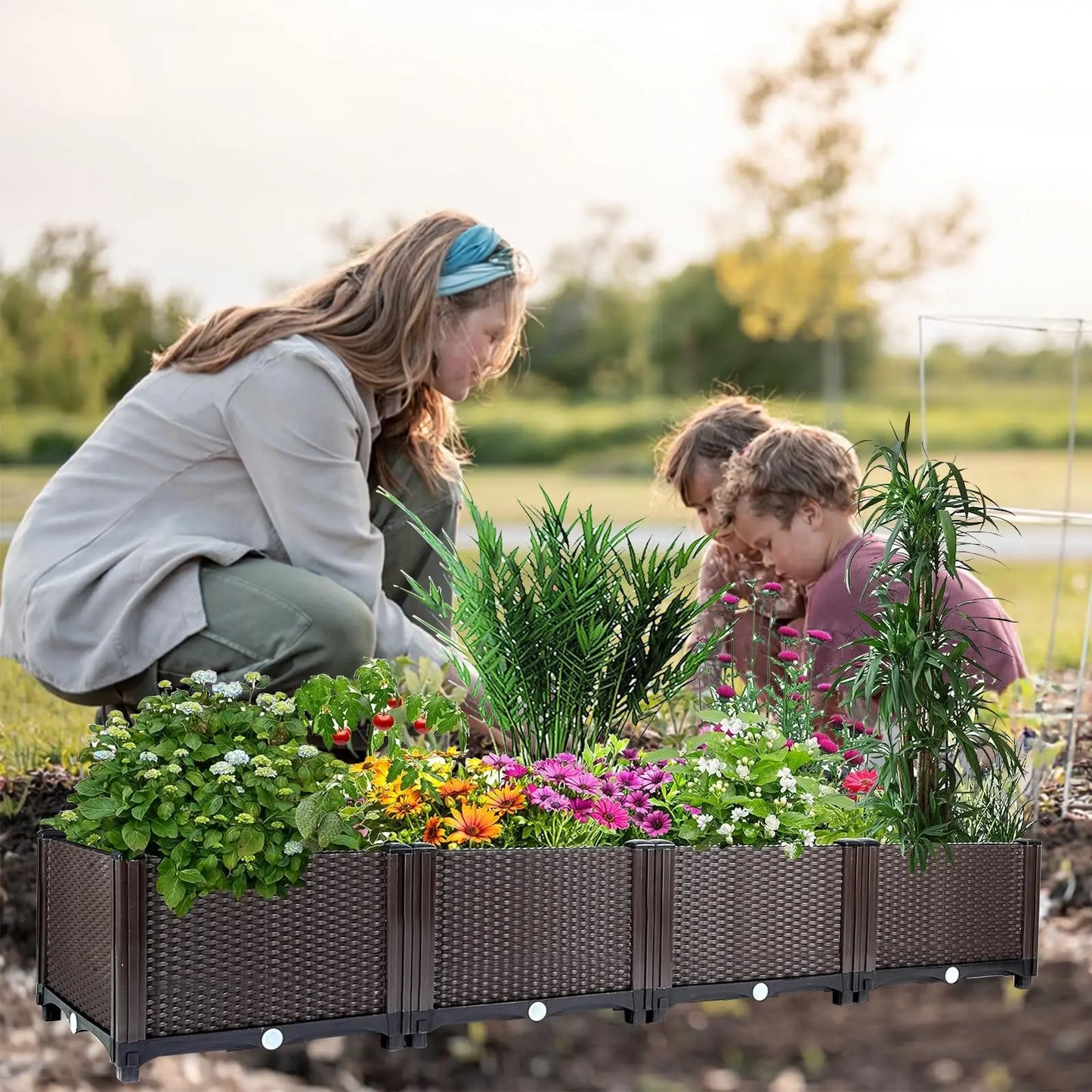 HiMISS Self Watering Raised Garden Bed with Drainage Plug