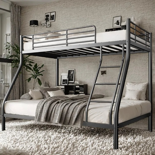 XMSJ Metal Bunk Beds With Ladder Guardrail Heavy Duty
