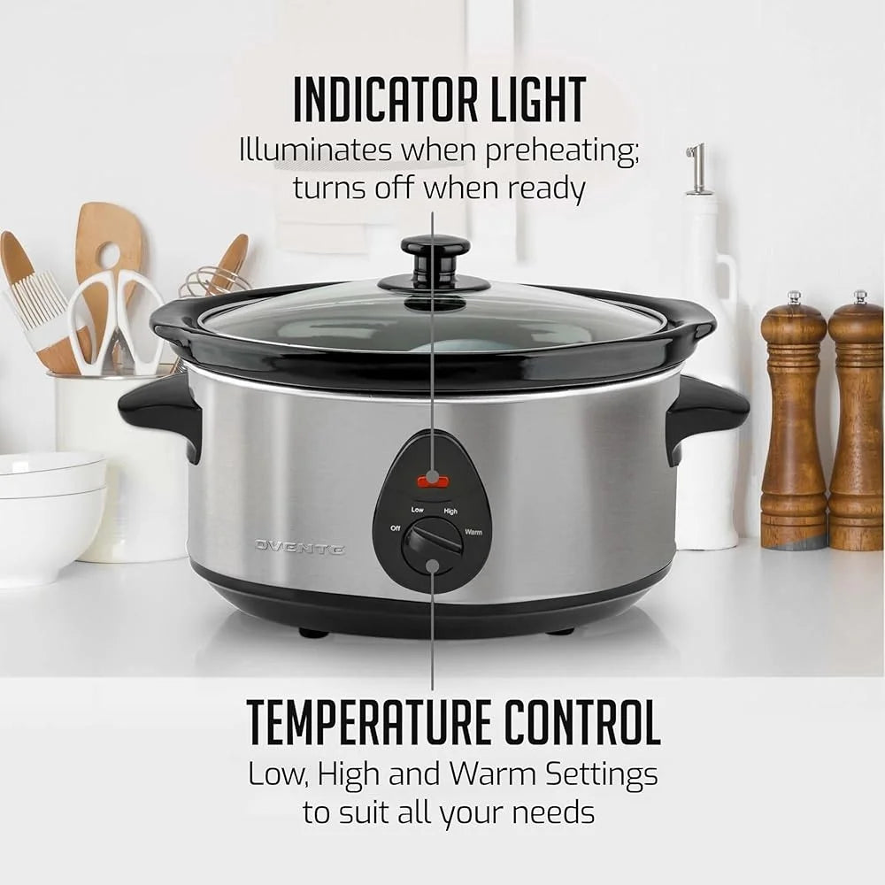 XMSJ Electric Slow Cooker Three Settings Stoneware Durable