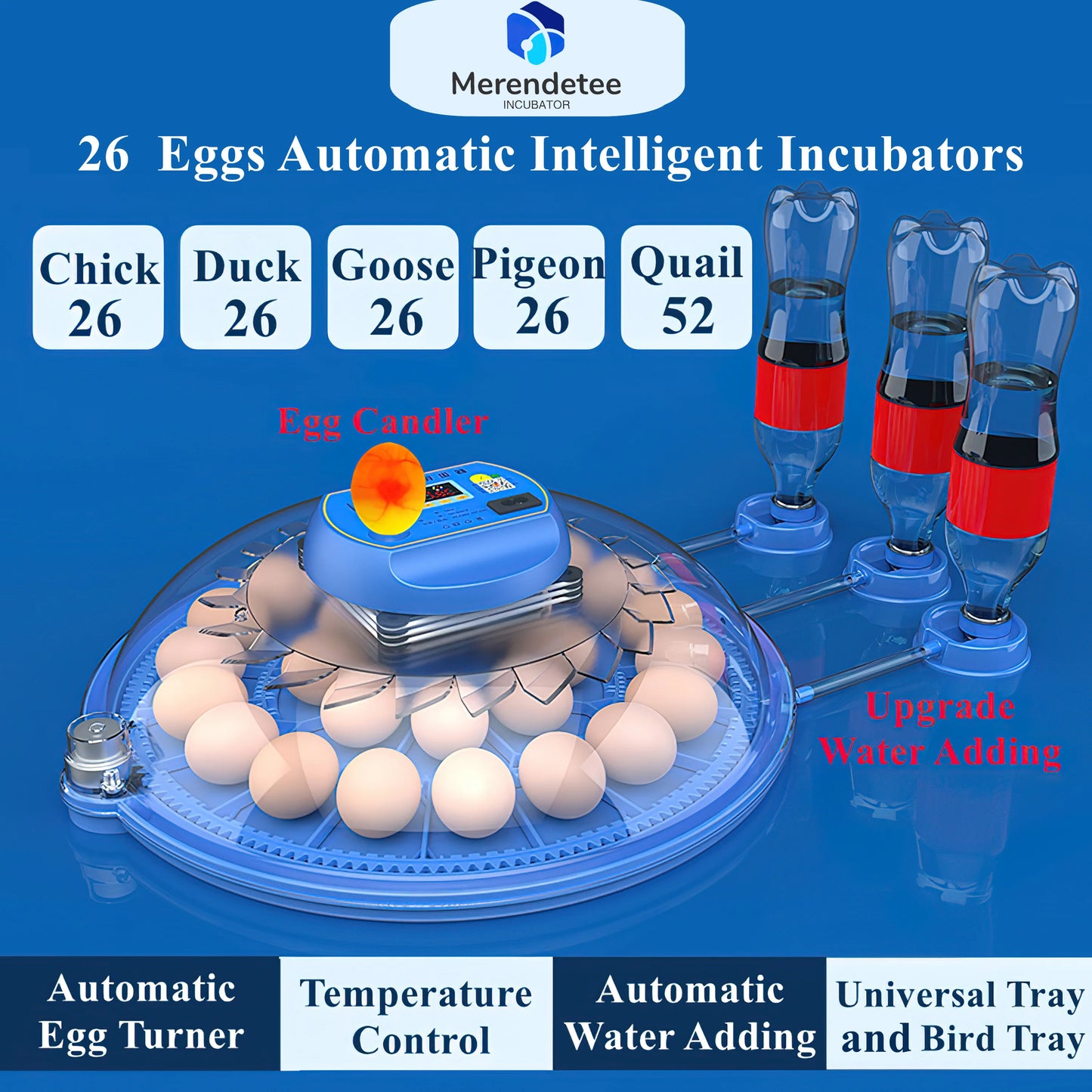 Automatic Chicken Egg Incubator 26-52 Eggs 360 Degree View
