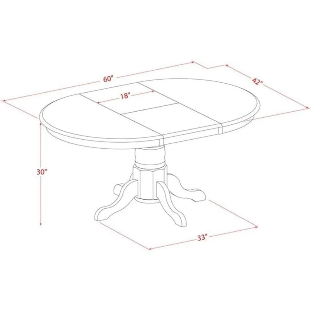 DAFIFY Oval Dining Table With Butterfly Leaf And Pedestal Base