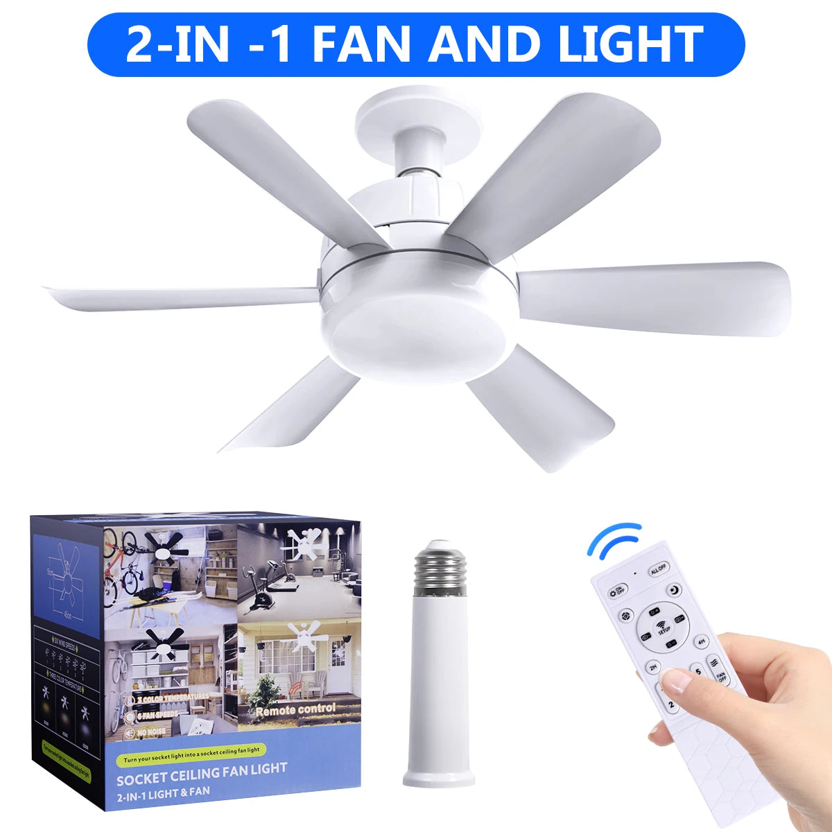 Mexllex LED Ceiling Fan Light E26 Remote Dimmable 3 Colors