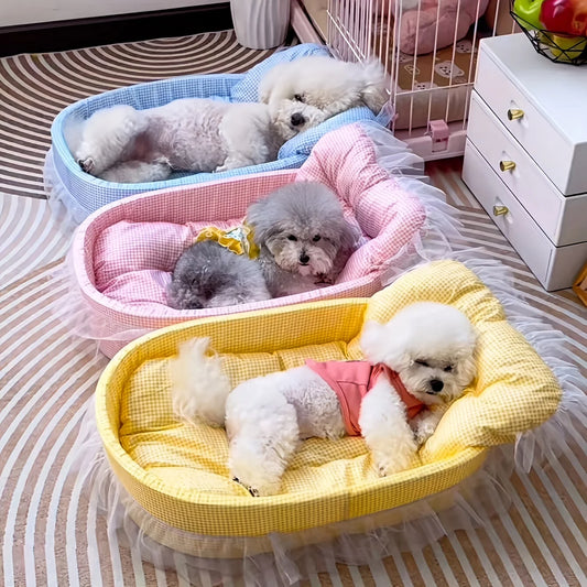Cute Lace Trimmed Pet Princess Bed For Small Dogs Cats