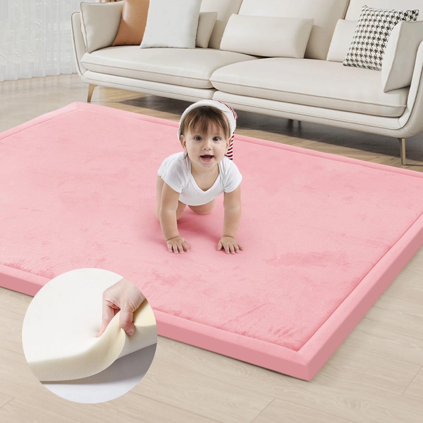 Huloo Sleep Memory Foam Playpen Carpet with Non Slip Backing