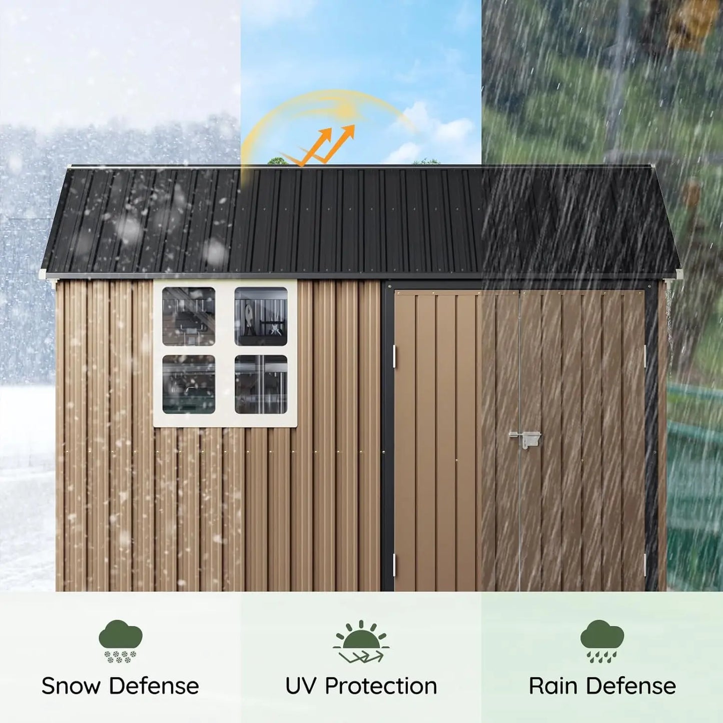 ZHUXIANG Outdoor Metal Storage Shed With Single Door Clear Window