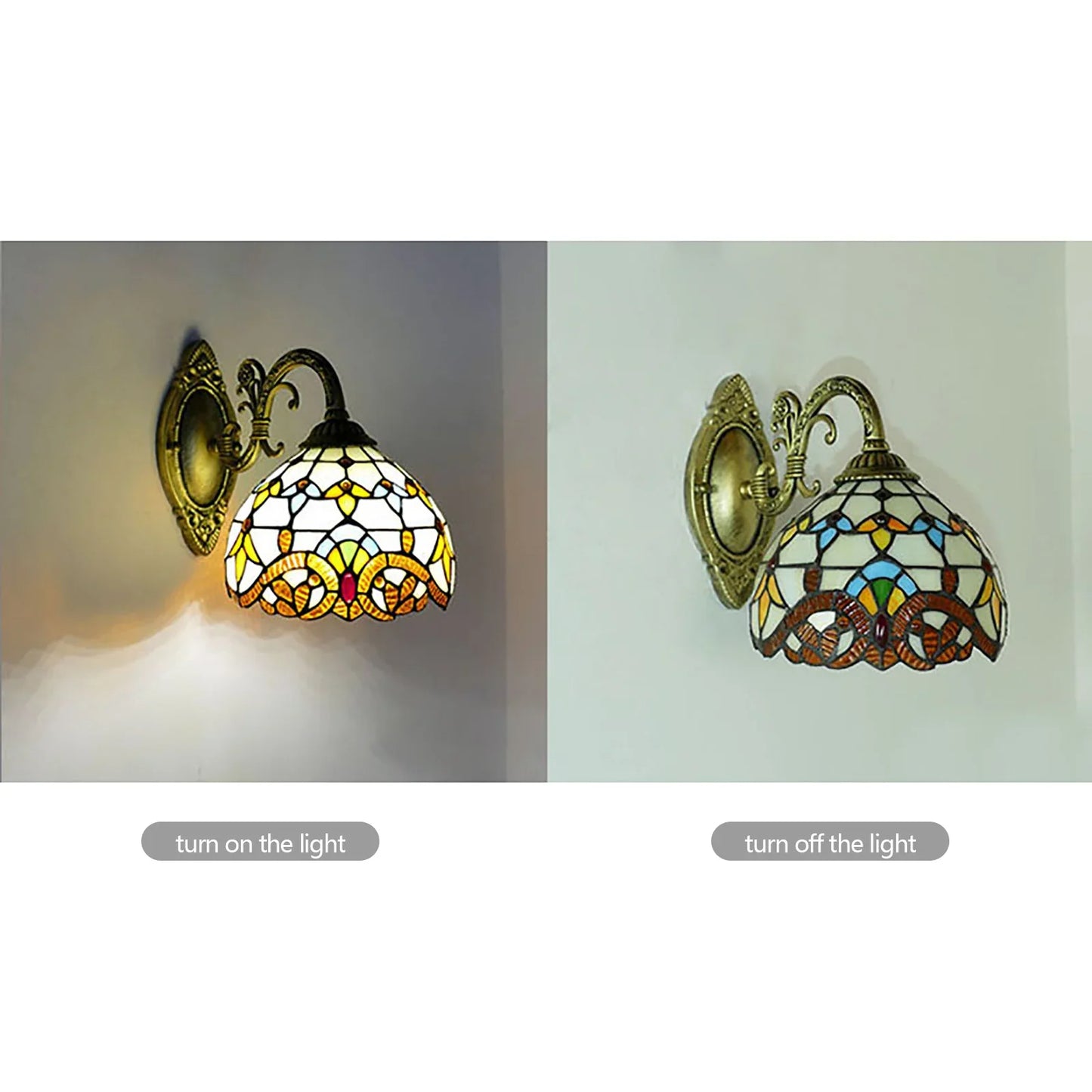 Tiffany Style Glass Wall Lamp for Bedroom and Living Room