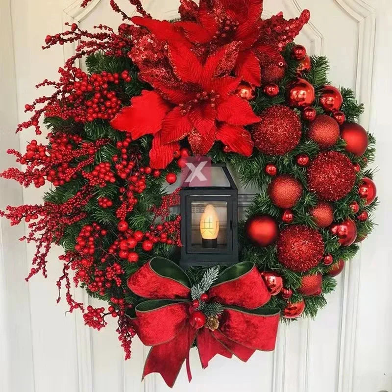 CN Sichuan Zhejiang Wreath With Lamp Front Door Christmas Decor
