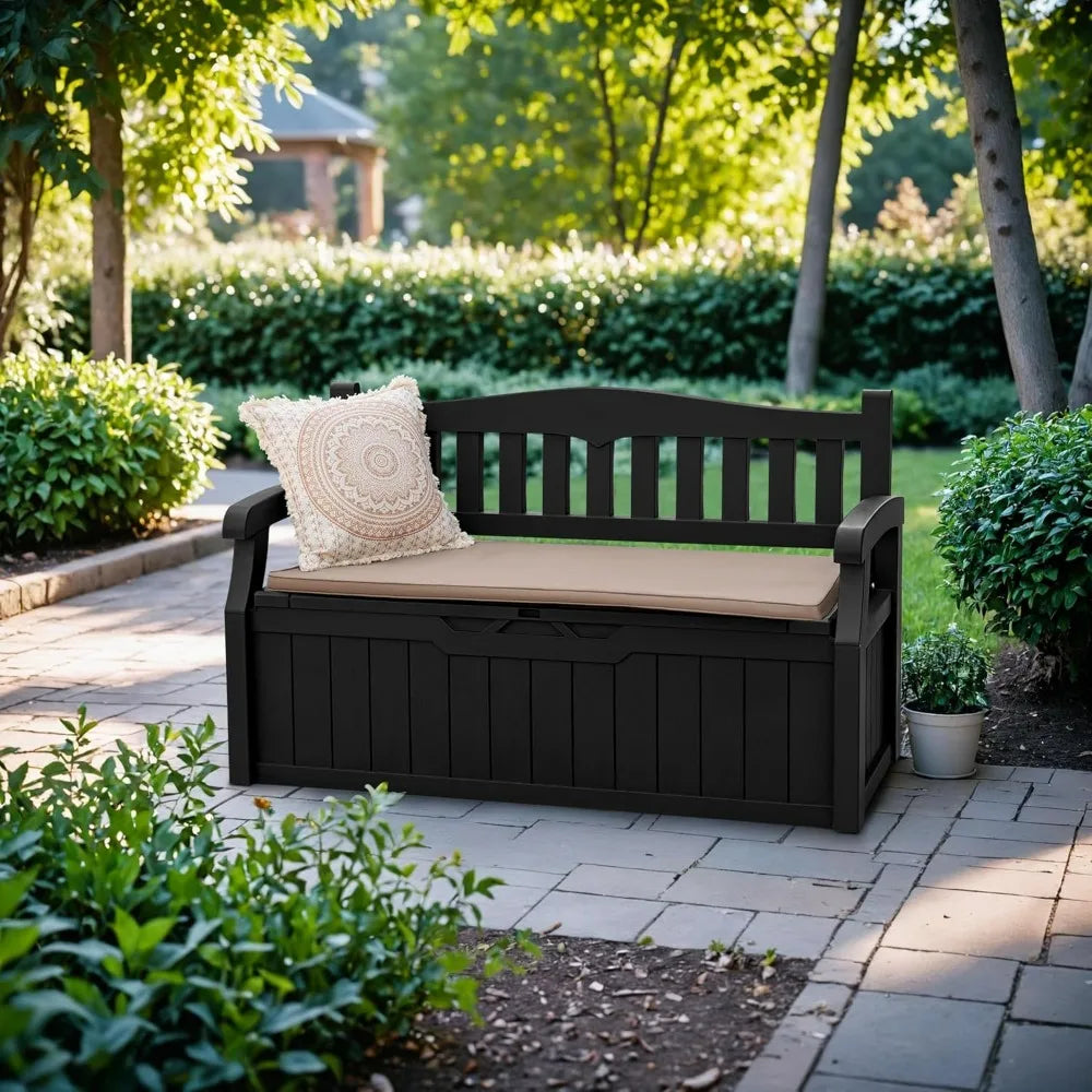 Devoko Lockable Storage Bench Deck Box For Patio And Garden
