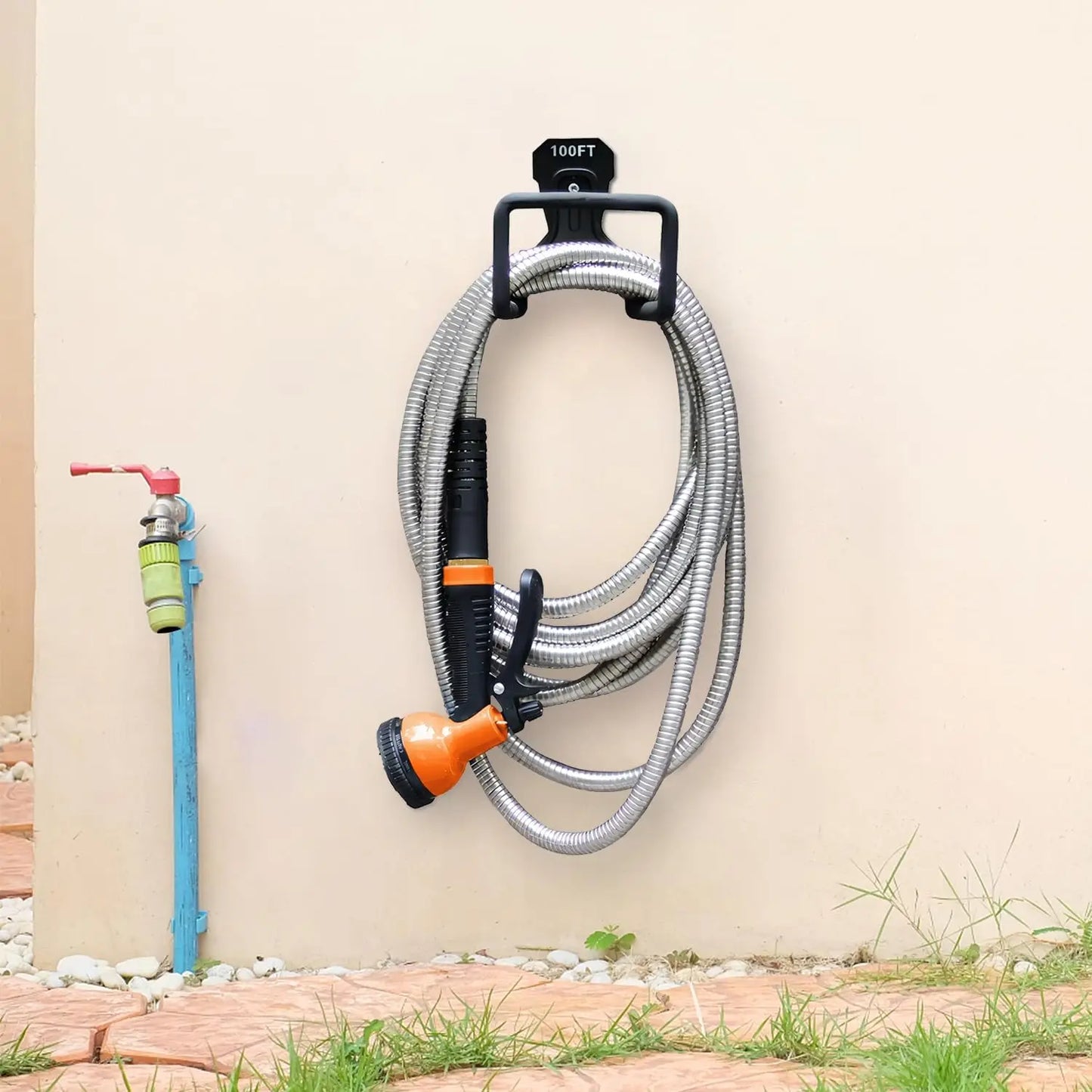 Stainless Steel Garden Hose With 10 Function Spray Nozzle