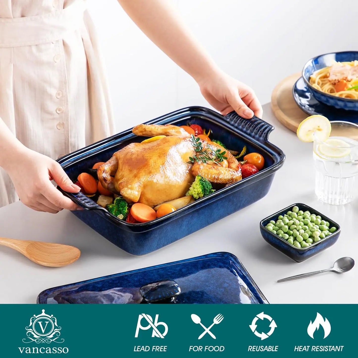 Casserole Dish With Lid Oven Safe Baking Pan For Lasagna