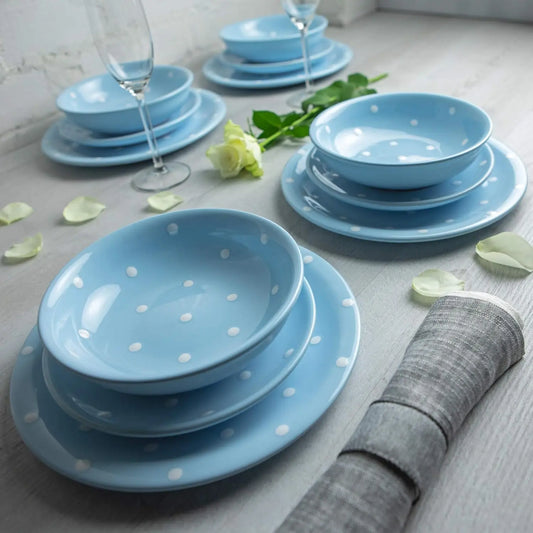 Hignconcerned Polka Dot Ceramic Dinnerware Set for 4