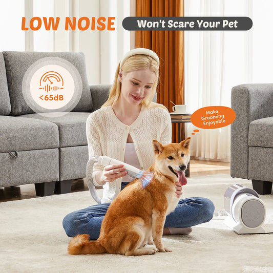 Pet Grooming Vacuum Kit With Cordless Low Noise Clippers For Cats