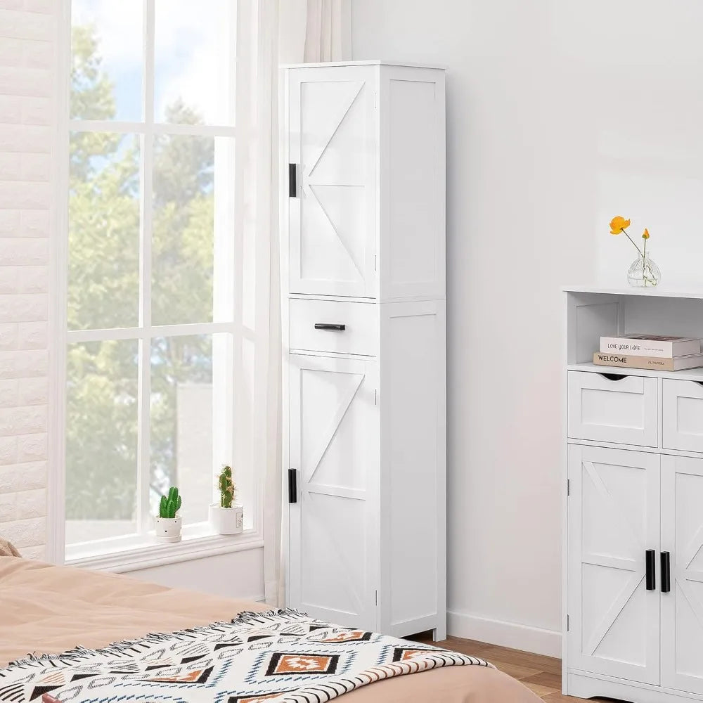 Hign-concerned Bathroom Cabinet With 6 Shelves Drawers