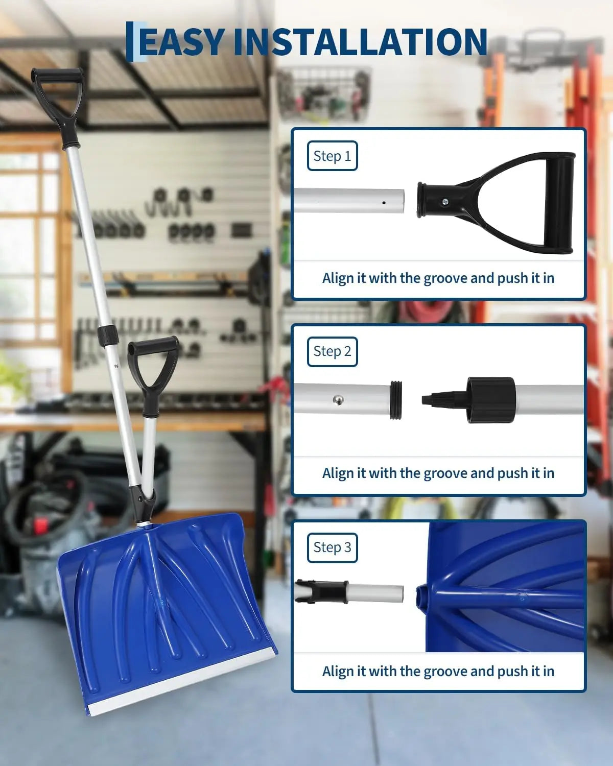 HobbyLane Portable Snow Shovel with Dual D Ring Aluminum Handle