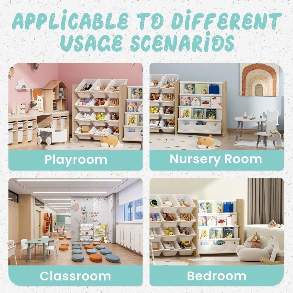 Hign Concerned Storage Organizer With Toy And Bookshelf