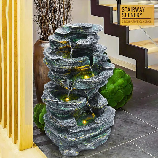 6 Layer Rock Water Fountain Garden Waterfall Decoration