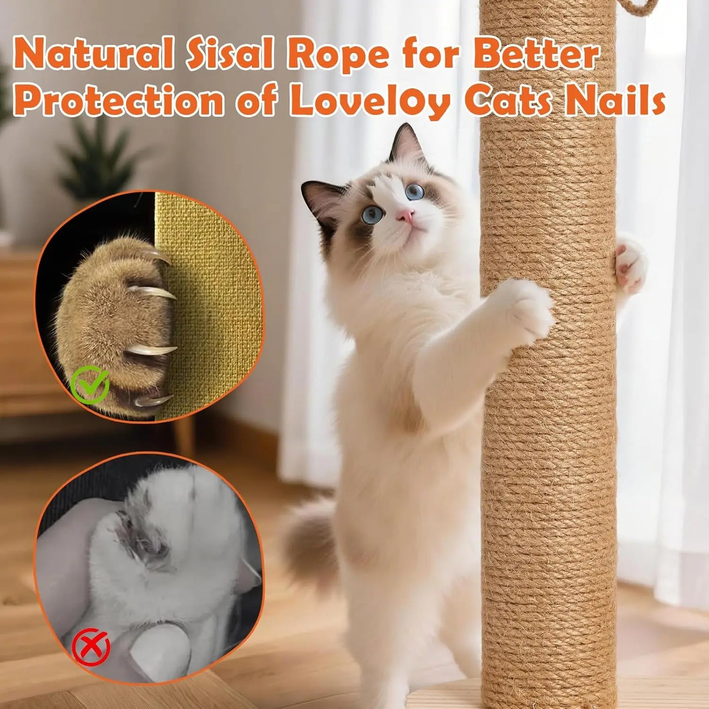 KYJGCN Sisal Cat Scratching Post Indoor 2-Tier Ball Track Toy