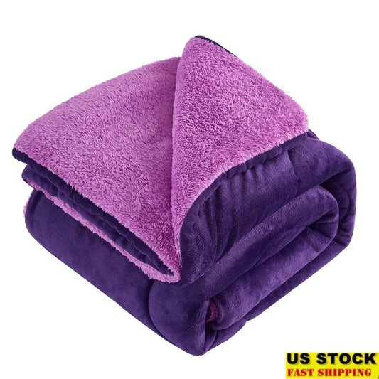 DUTRIEUXF Reversible Sherpa Fleece Blanket Cozy Warm Throw