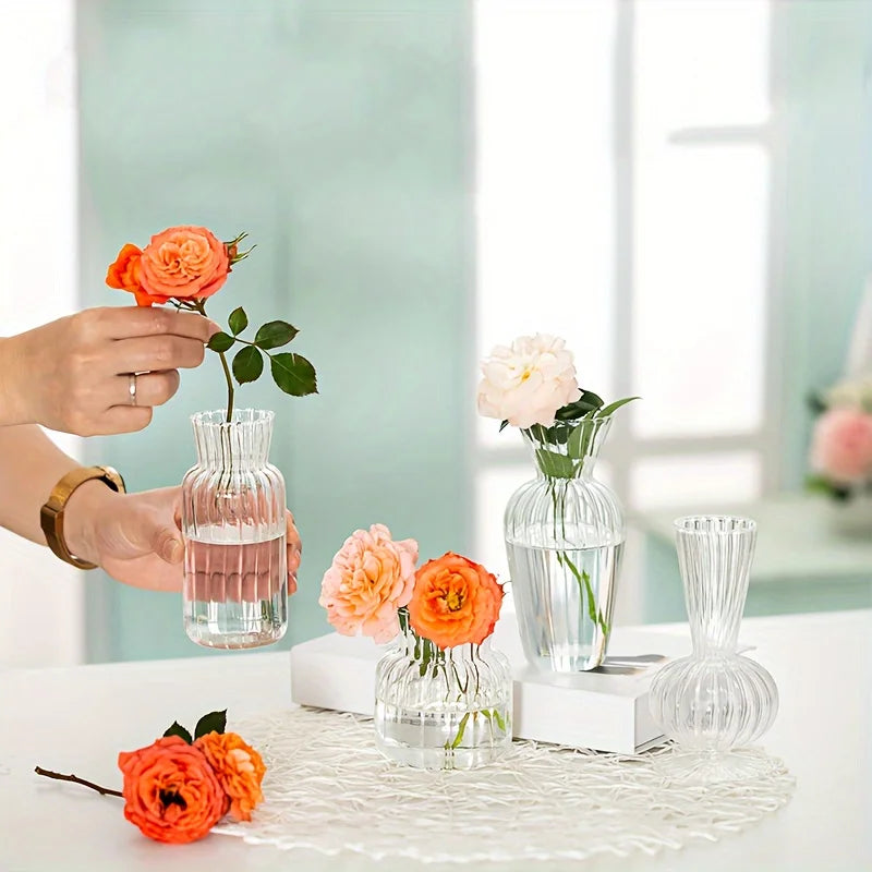 Transparent Glass Vase Set for Wedding Tables and Rose Centerpieces