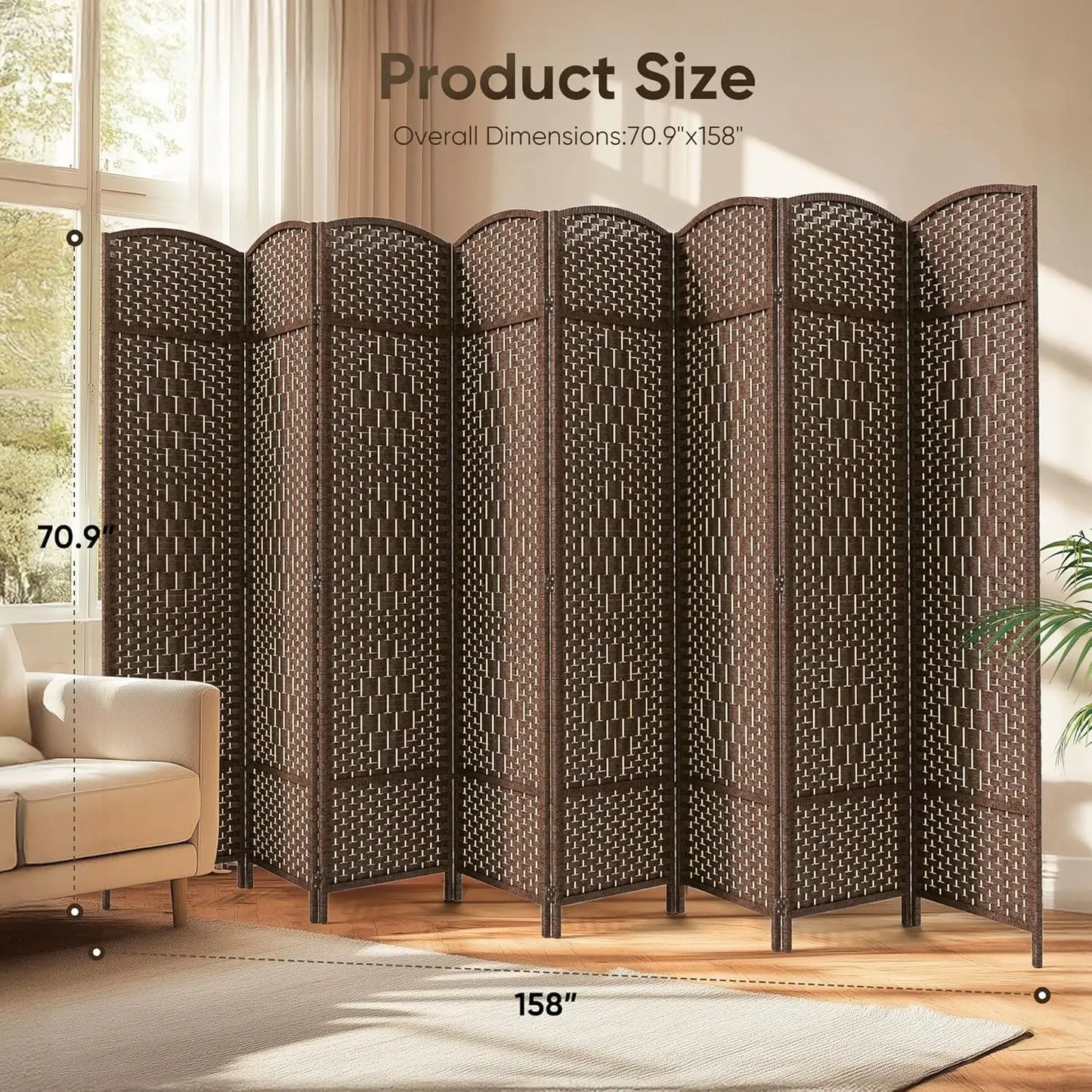 Folding Privacy Screen Freestanding Room Divider Diamond Double Weave