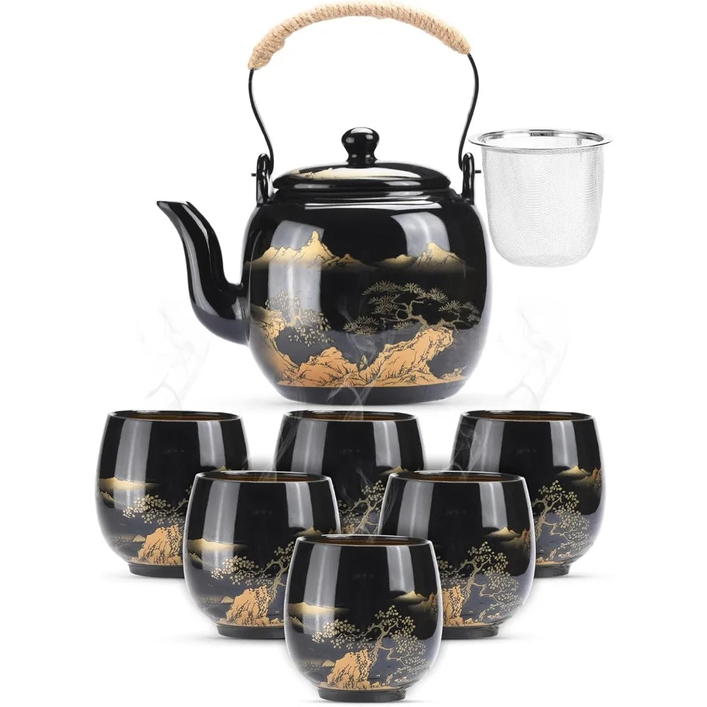 NONECN Kitchen Porcelain Tea Set With Teapots And Cups