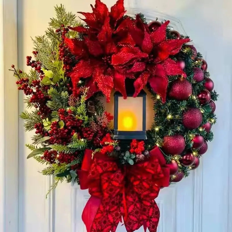 CN Sichuan Zhejiang Wreath With Lamp Front Door Christmas Decor