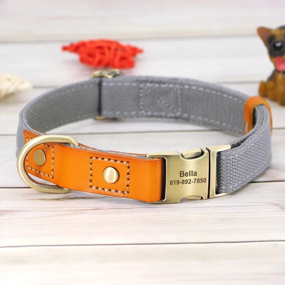 Pet Artist Nylon Custom Dog Collar And Leash Set With Personalization