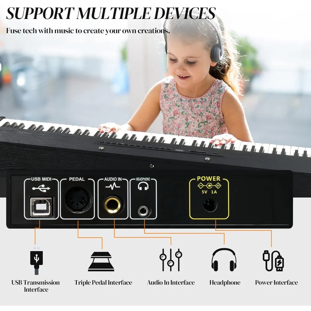 Guangbai 88 Key Weighted Keyboard Digital Piano MIDI USB