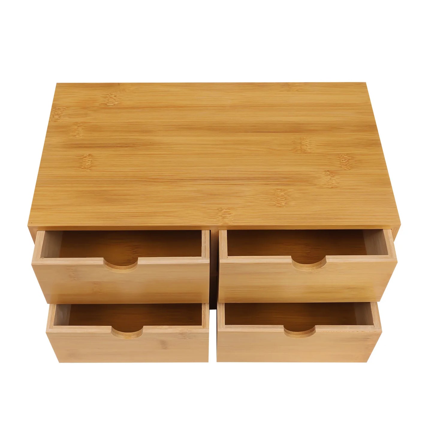 NONECN Bamboo Desktop Organizer With 4 Drawers For Office
