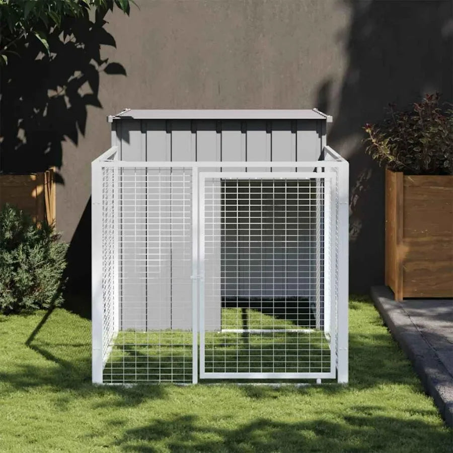 Hign-concerned Galvanized Steel Dog House With Protective Roof Run Kennel