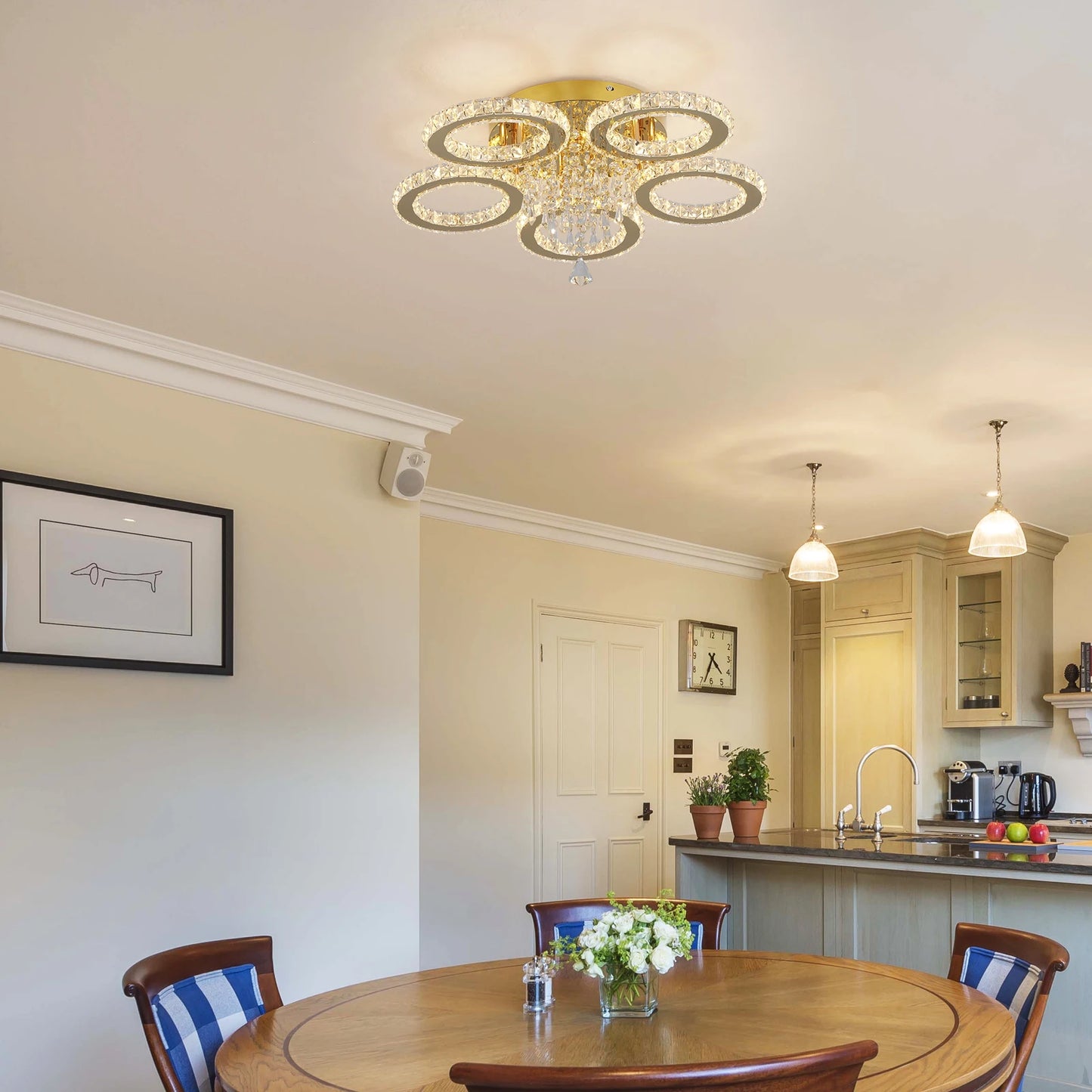 Led Crystal Ceiling Light Chandelier For Living Room Dining