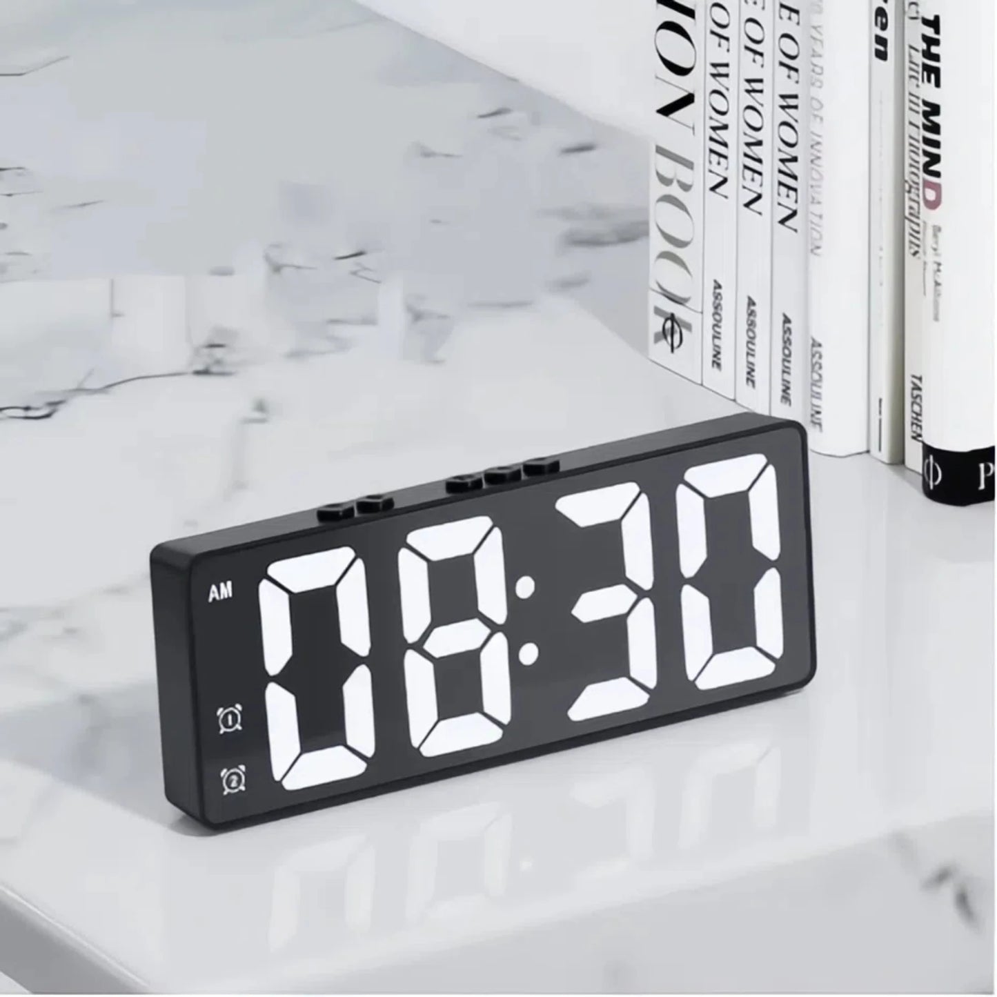 LED Alarm Clock With Voice Control, Adjustable Brightness, Dual Power