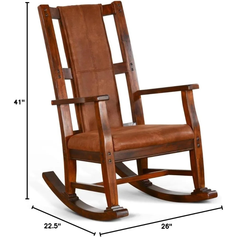 DAFIFY Farmhouse Mahogany Wood Rocking Chair For Living Room