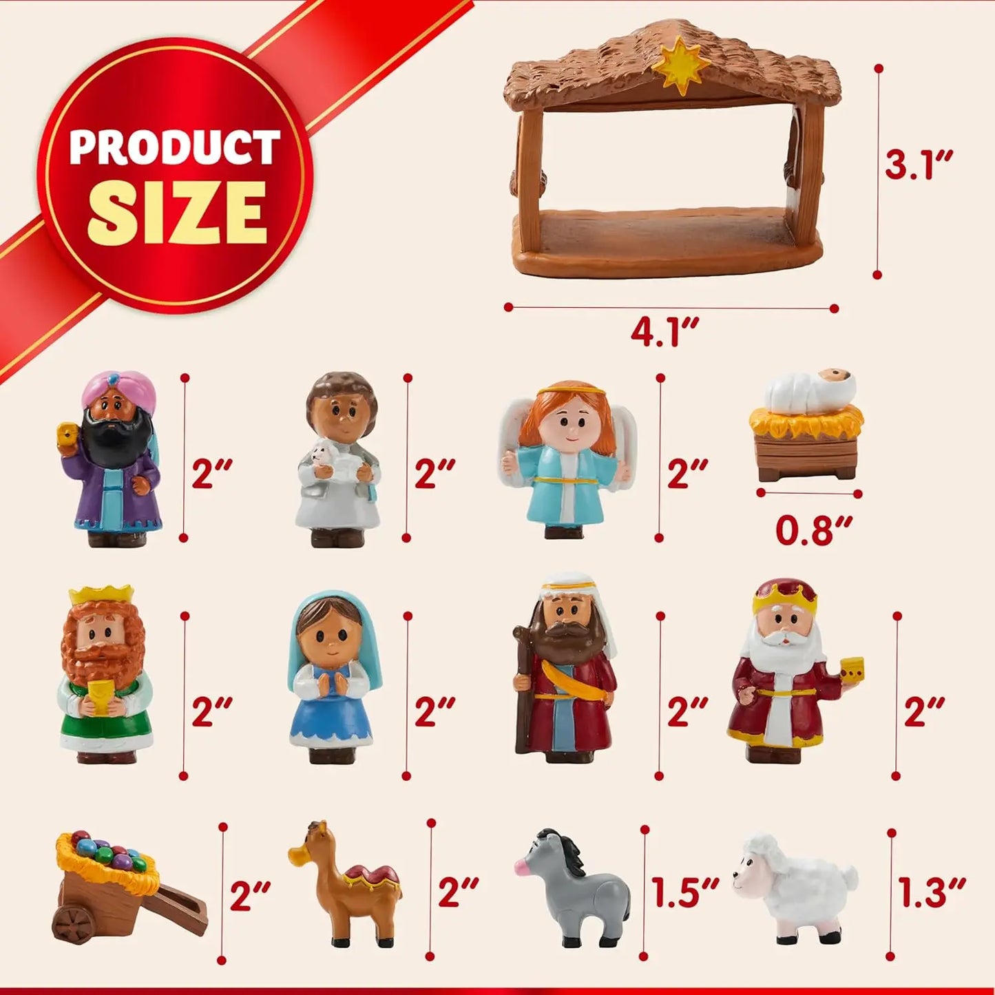 Joyfy 13 Piece Nativity Playset Mini Figures For Kids Christmas Manger Scene Decor
