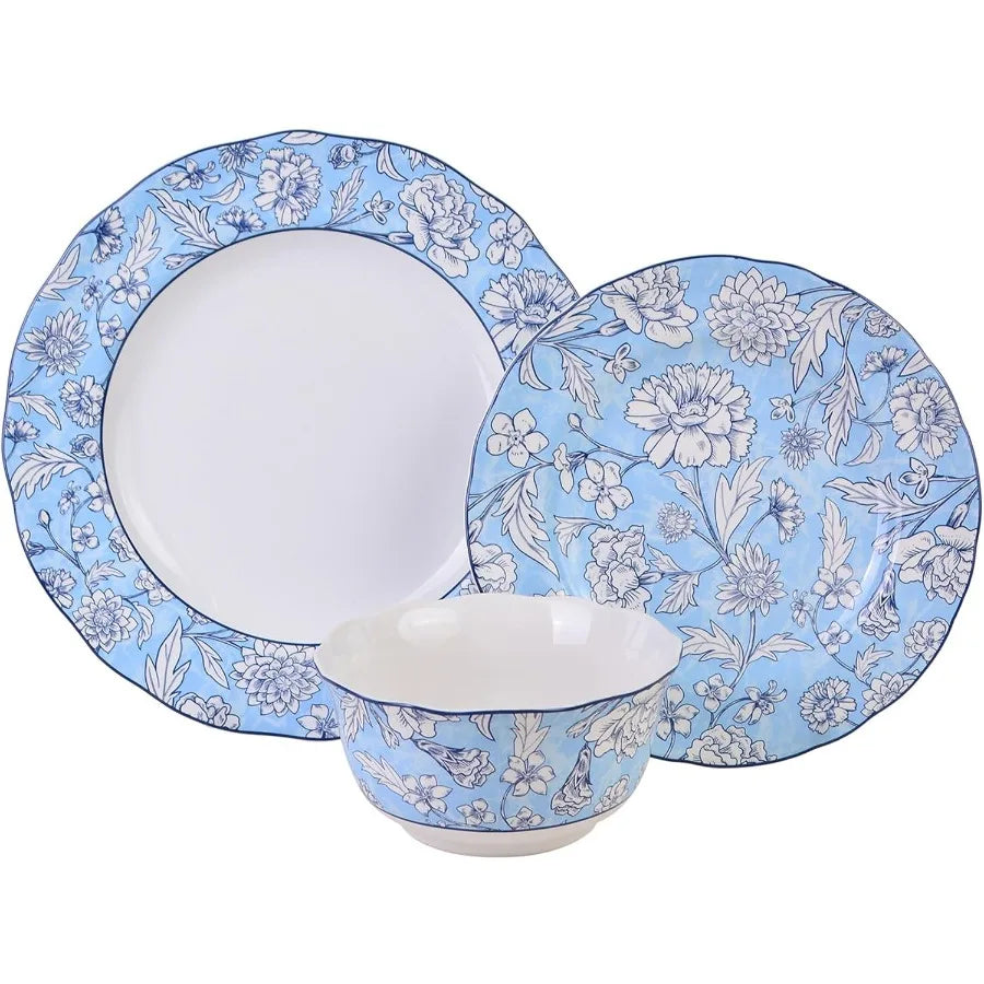 High-Concerned Porcelain Dinnerware Set For 4 With Floral Pattern
